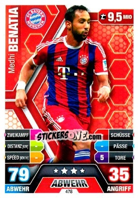 Sticker Medhi Benatia - German Fussball Bundesliga 2014-2015. Match Attax n. 478 - Topps