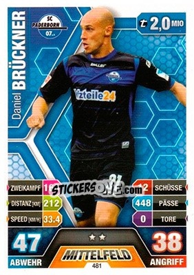 Sticker Daniel Brückner - German Fussball Bundesliga 2014-2015. Match Attax - Topps