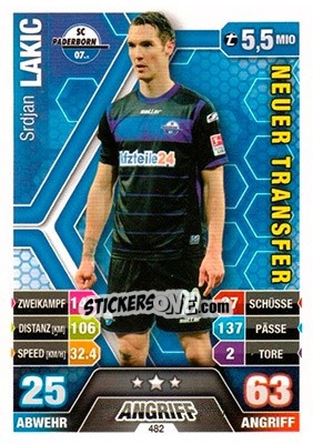 Cromo Srdjan Lakic - German Fussball Bundesliga 2014-2015. Match Attax - Topps