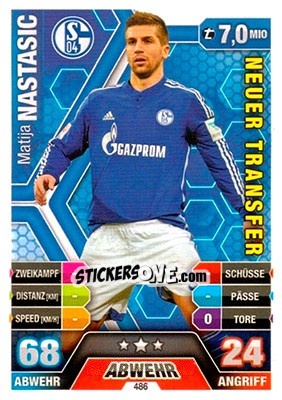 Sticker Matija Nastasic - German Fussball Bundesliga 2014-2015. Match Attax n. 486 - Topps