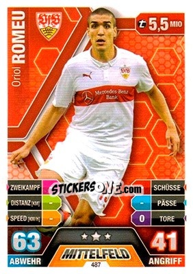 Sticker Oriol Romeu - German Fussball Bundesliga 2014-2015. Match Attax n. 487 - Topps