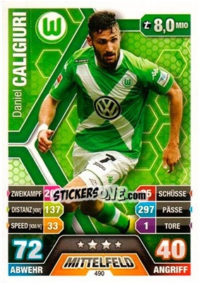 Sticker Daniel Caligiuri - German Fussball Bundesliga 2014-2015. Match Attax n. 490 - Topps