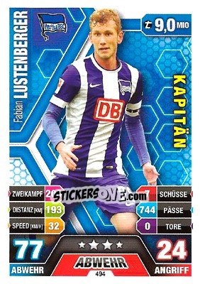 Sticker Fabian Lustenberger - German Fussball Bundesliga 2014-2015. Match Attax - Topps