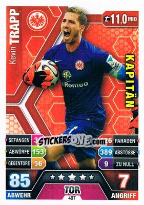 Sticker Kevin Trapp - German Fussball Bundesliga 2014-2015. Match Attax n. 497 - Topps