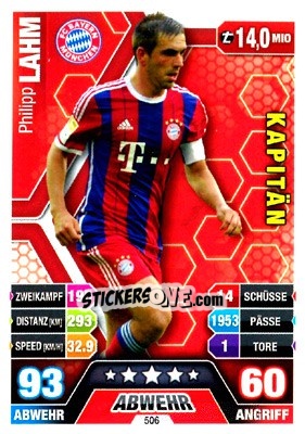 Figurina Philipp Lahm - German Fussball Bundesliga 2014-2015. Match Attax - Topps