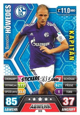 Sticker Benedikt Höwedes - German Fussball Bundesliga 2014-2015. Match Attax - Topps