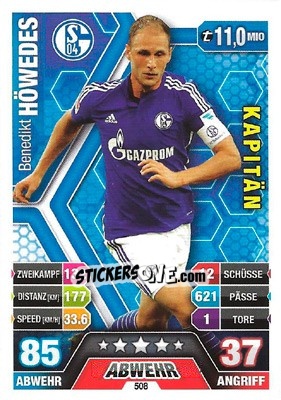 Sticker Benedikt Höwedes - German Fussball Bundesliga 2014-2015. Match Attax n. 508 - Topps