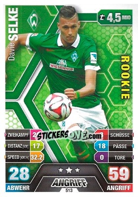 Cromo Davie Selke - German Fussball Bundesliga 2014-2015. Match Attax - Topps