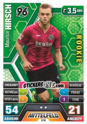 Figurina Maurice Hirsch - German Fussball Bundesliga 2014-2015. Match Attax - Topps