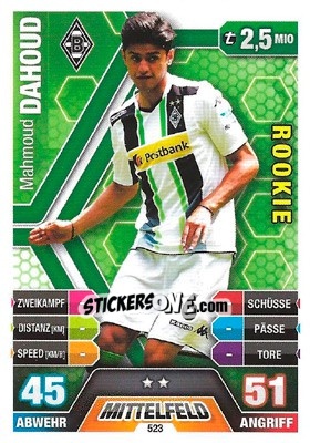 Sticker Mahmoud Dahoud - German Fussball Bundesliga 2014-2015. Match Attax n. 523 - Topps