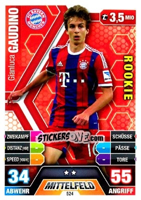 Cromo Gianluca Gaudino - German Fussball Bundesliga 2014-2015. Match Attax - Topps