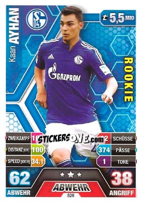 Sticker Kaan Ayhan - German Fussball Bundesliga 2014-2015. Match Attax n. 526 - Topps