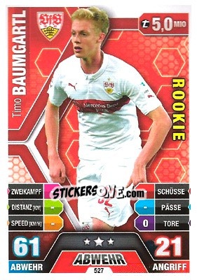 Sticker Timo Baumgartl - German Fussball Bundesliga 2014-2015. Match Attax n. 527 - Topps