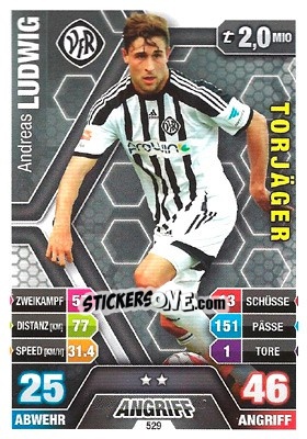 Sticker Andreas Ludwig - German Fussball Bundesliga 2014-2015. Match Attax - Topps