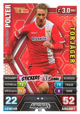 Cromo Sebastian Polter - German Fussball Bundesliga 2014-2015. Match Attax - Topps