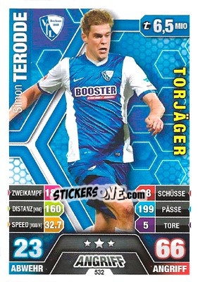 Cromo Simon Terodde - German Fussball Bundesliga 2014-2015. Match Attax - Topps