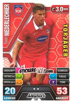 Sticker Florian Niederlechner - German Fussball Bundesliga 2014-2015. Match Attax n. 538 - Topps