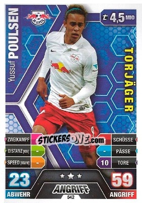 Sticker Yussuf Poulsen - German Fussball Bundesliga 2014-2015. Match Attax n. 542 - Topps