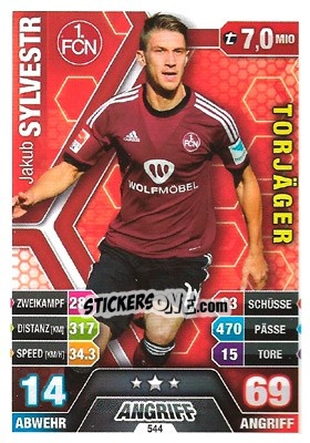 Sticker Jakub Sylvestr - German Fussball Bundesliga 2014-2015. Match Attax - Topps