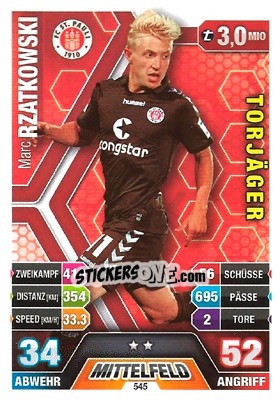 Sticker Marc Rzatkowski - German Fussball Bundesliga 2014-2015. Match Attax - Topps