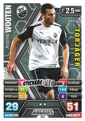 Cromo Andrew Wooten - German Fussball Bundesliga 2014-2015. Match Attax - Topps