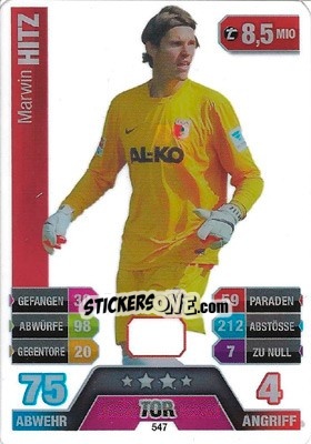 Sticker Marwin Hitz - German Fussball Bundesliga 2014-2015. Match Attax - Topps