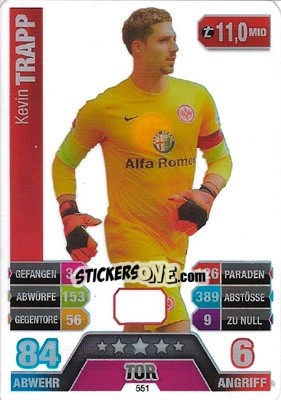 Sticker Kevin Trapp - German Fussball Bundesliga 2014-2015. Match Attax n. 551 - Topps