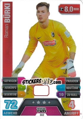 Sticker Roman Bürki - German Fussball Bundesliga 2014-2015. Match Attax n. 552 - Topps
