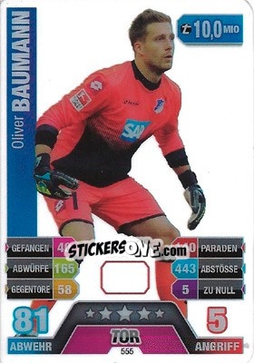 Sticker Oliver Baumann - German Fussball Bundesliga 2014-2015. Match Attax n. 555 - Topps