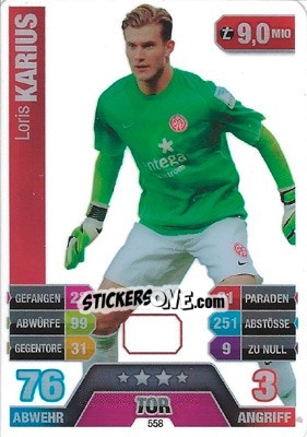 Sticker Loris Karius - German Fussball Bundesliga 2014-2015. Match Attax - Topps