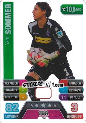 Sticker Yann Sommer - German Fussball Bundesliga 2014-2015. Match Attax - Topps