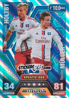 Cromo Nicolai Müller / Lewis Holtby (Kreativ-Duo) - German Fussball Bundesliga 2014-2015. Match Attax - Topps