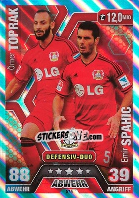 Sticker Ömer Toprak / Emir Spahic (Defensiv-Duo) - German Fussball Bundesliga 2014-2015. Match Attax - Topps