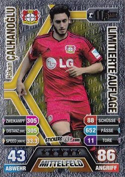 Cromo Hakan Çalhanoğlu - German Fussball Bundesliga 2014-2015. Match Attax n. L11 - Topps