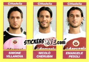 Sticker Simone Villanova / Nicolò Cherubin / Emanuele Pesoli - Calciatori 2009-2010 n. 532 - Panini