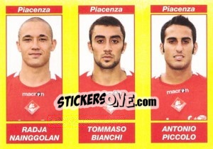 Sticker Radja Nainggolan / Tommaso Bianchi / Antonio Piccolo - Calciatori 2009-2010 n. 610 - Panini