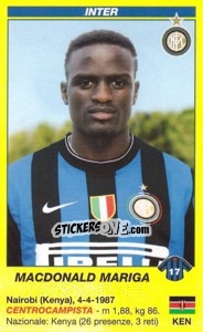Sticker Macdonald Mariga - Calciatori 2009-2010 n. a33 - Panini
