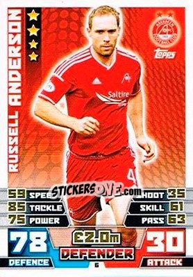 Sticker Russell Anderson - SPFL 2014-2015. Match Attax n. 6 - Topps