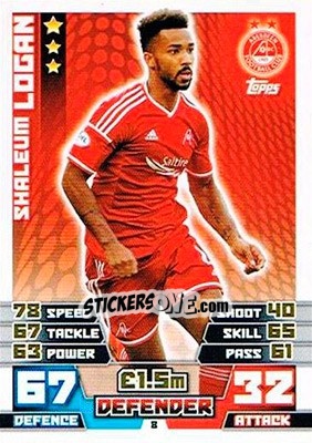 Sticker Shaleum Logan - SPFL 2014-2015. Match Attax n. 8 - Topps
