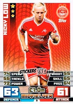 Sticker Nicky Low - SPFL 2014-2015. Match Attax n. 9 - Topps