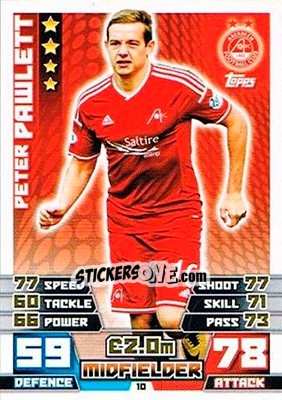 Sticker Peter Pawlett - SPFL 2014-2015. Match Attax n. 10 - Topps