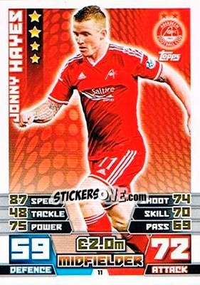 Sticker Jonny Hayes - SPFL 2014-2015. Match Attax n. 11 - Topps