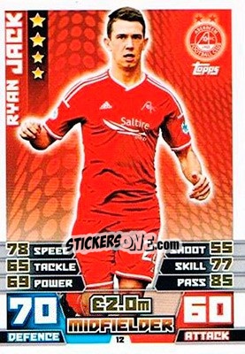 Sticker Ryan Jack - SPFL 2014-2015. Match Attax n. 12 - Topps