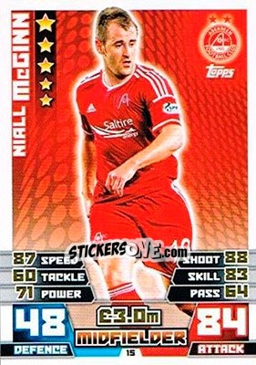 Sticker Niall McGinn - SPFL 2014-2015. Match Attax n. 15 - Topps