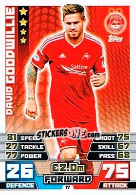 Sticker David Goodwillie - SPFL 2014-2015. Match Attax n. 17 - Topps