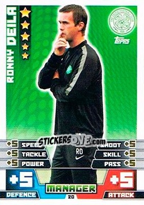 Sticker Ronny Deila - SPFL 2014-2015. Match Attax n. 20 - Topps