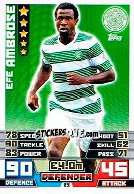 Sticker Efe Ambrose - SPFL 2014-2015. Match Attax n. 23 - Topps
