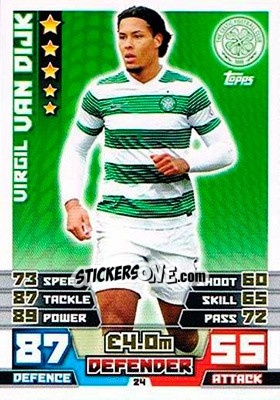 Sticker Virgil van Dijk - SPFL 2014-2015. Match Attax n. 24 - Topps