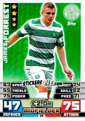 Sticker James Forrest - SPFL 2014-2015. Match Attax n. 28 - Topps