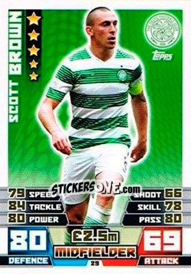 Sticker Scott Brown - SPFL 2014-2015. Match Attax n. 29 - Topps
